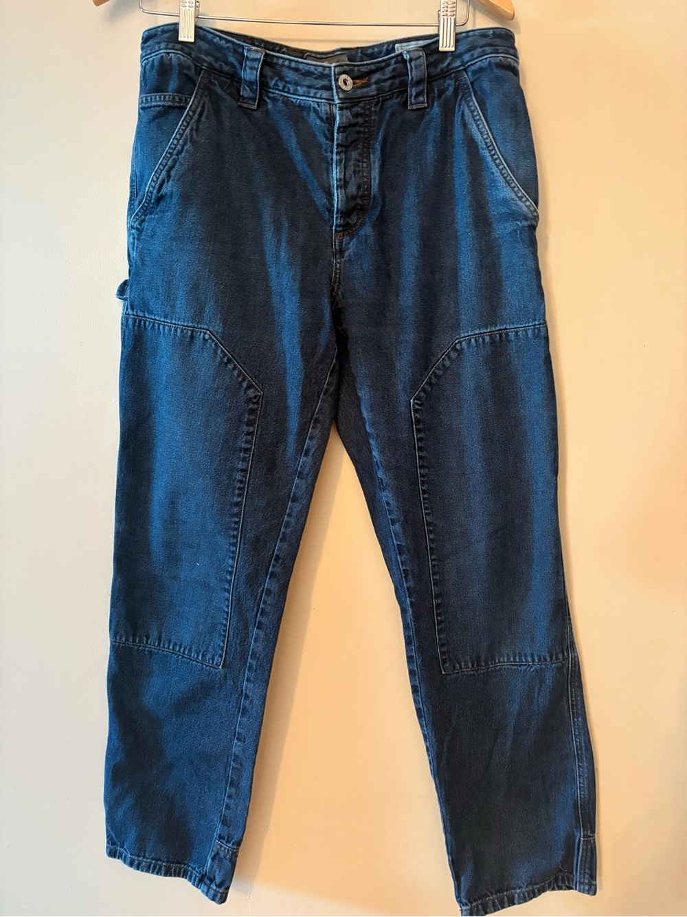 L.L. Bean Double Front Denim Work Pants, Carpenter, Utility Jeans, Sz 32.